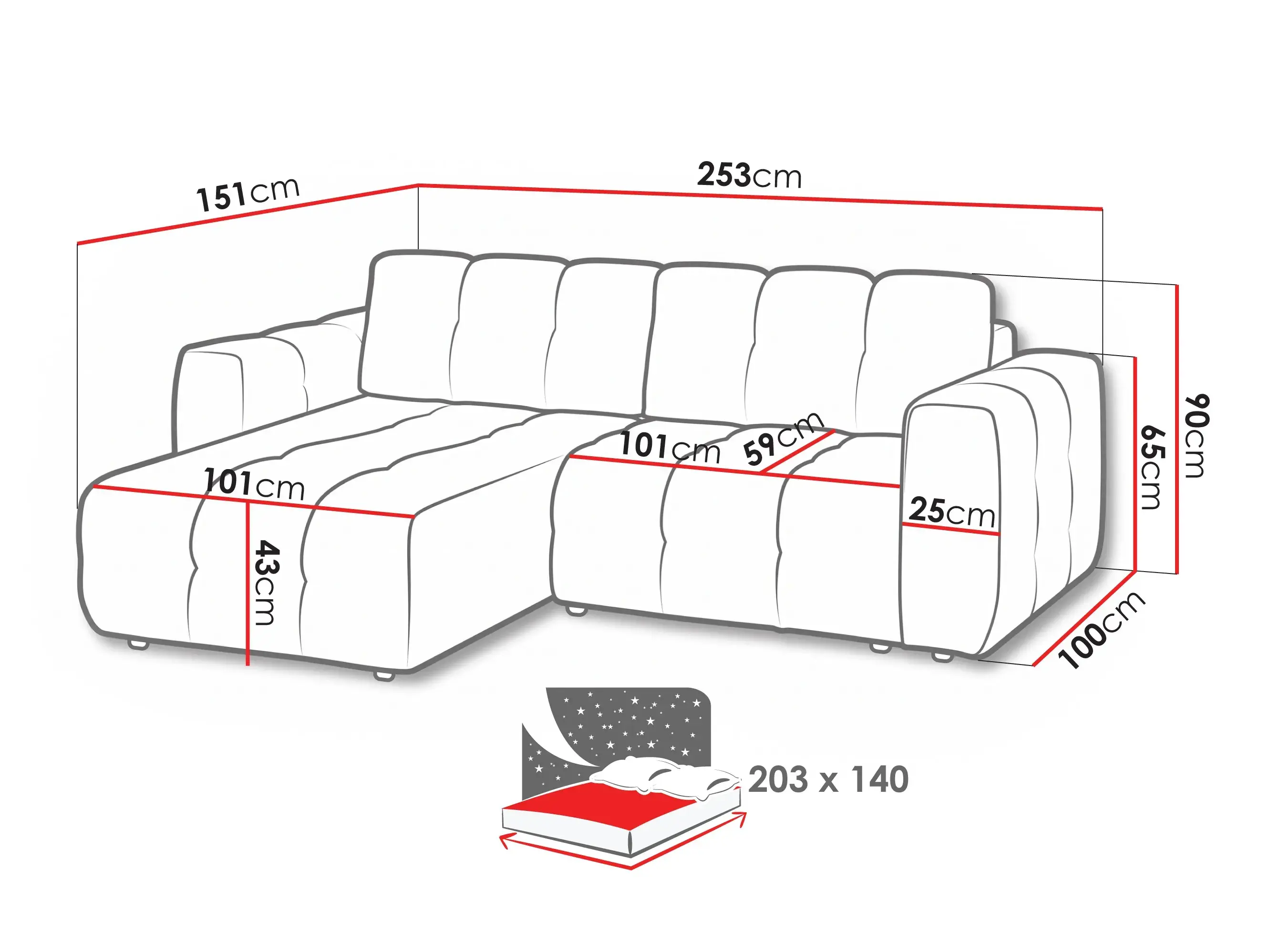 Corner sofa Margate 129 (Raven 06)