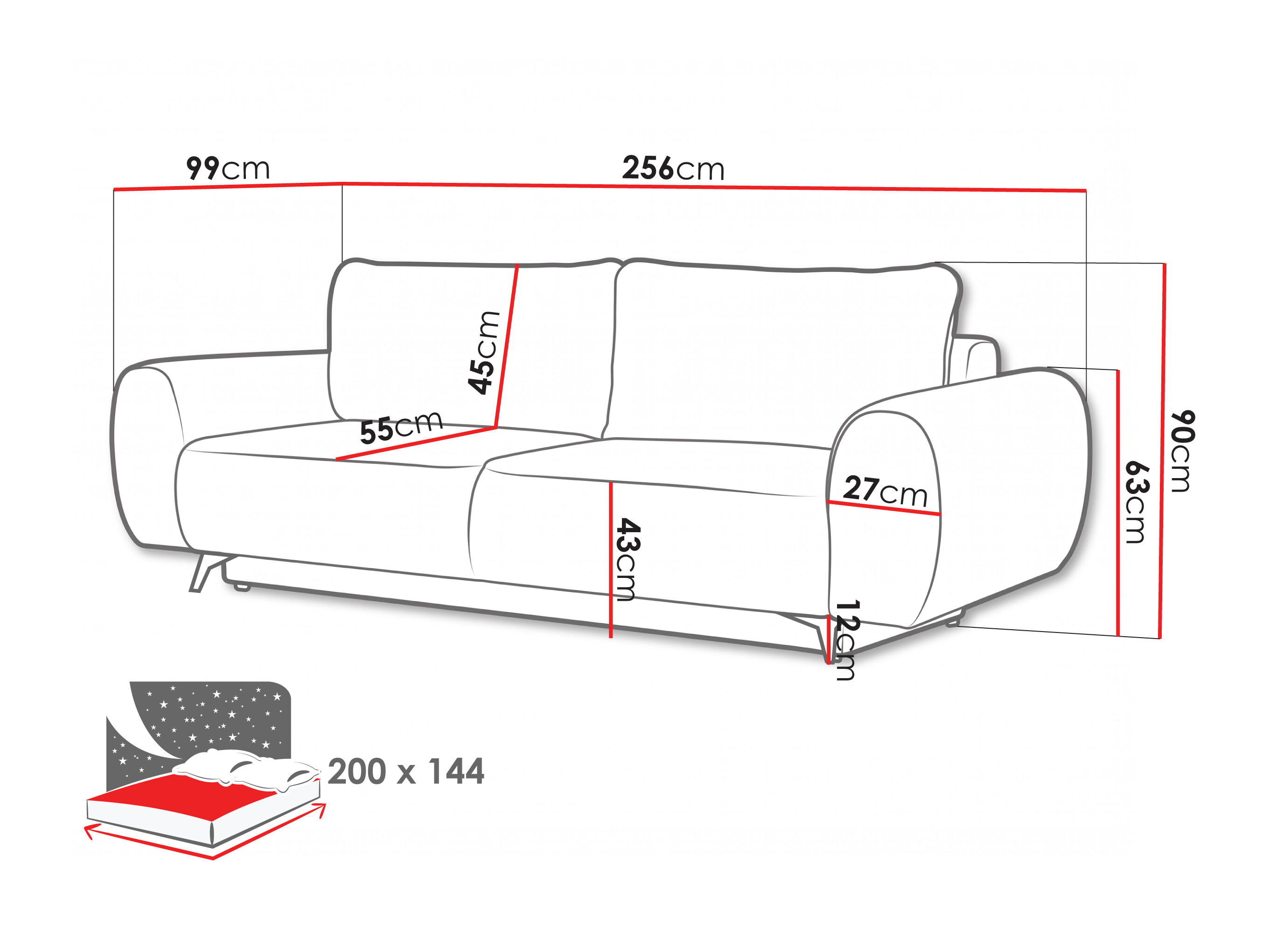 Sofa bed Margate 145 (Bella 85)