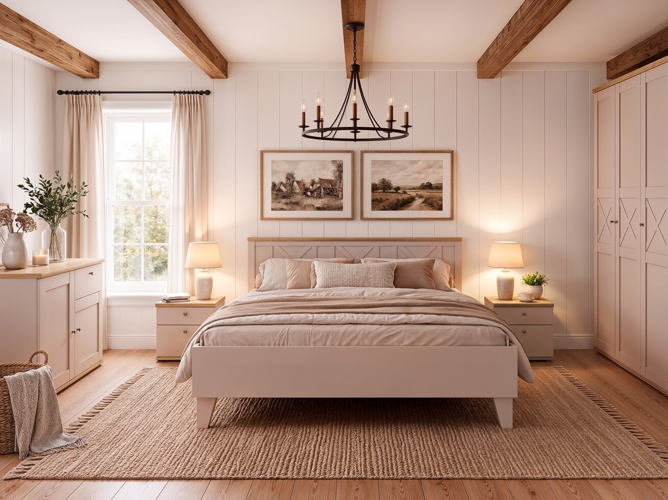 Chest of drawers Marlire 106 (Cashmere + Light oak)