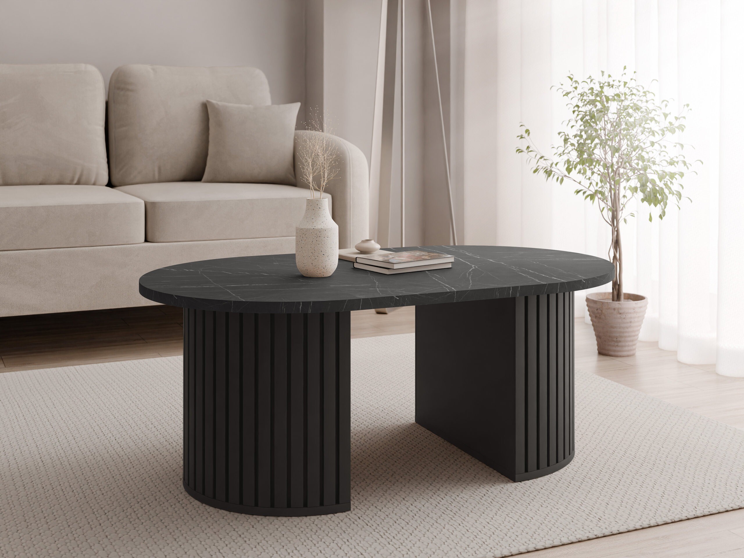 Coffee table Comfivo Ulma (Black marble + Black)