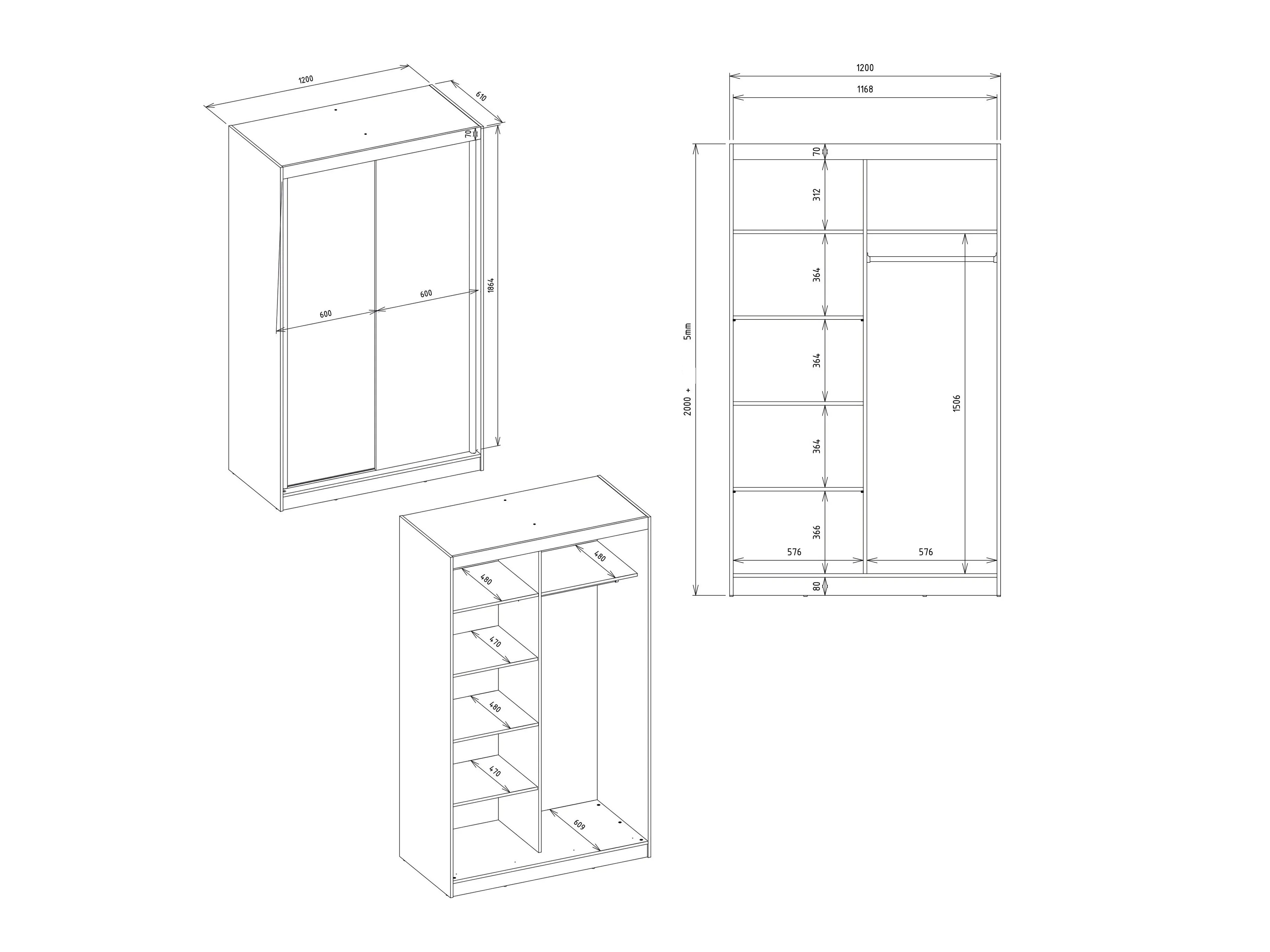 Wardrobe Mandeville 164 (Anthracite)