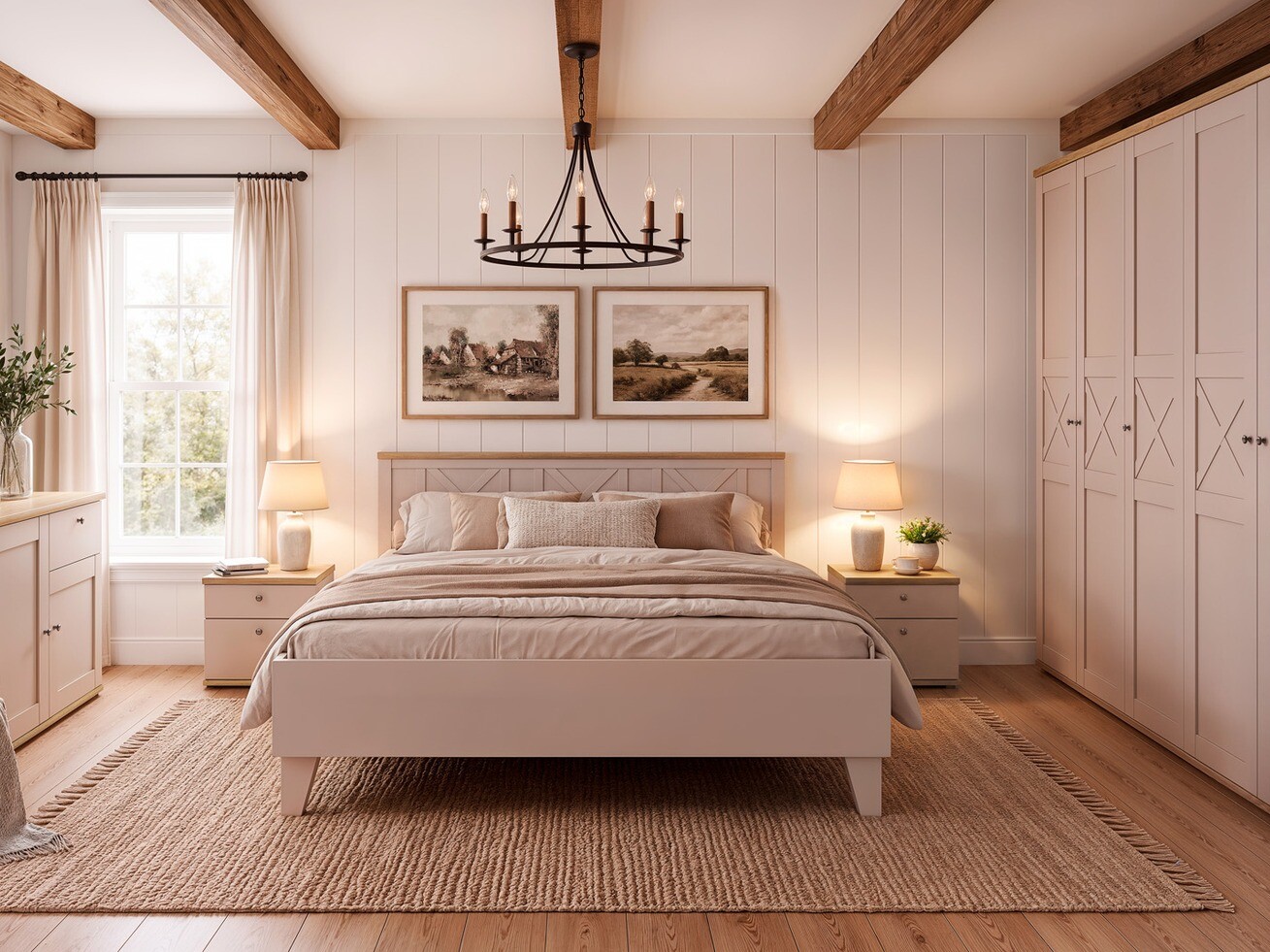 Wardrobe Marlire 107 (Cashmere + Light oak)