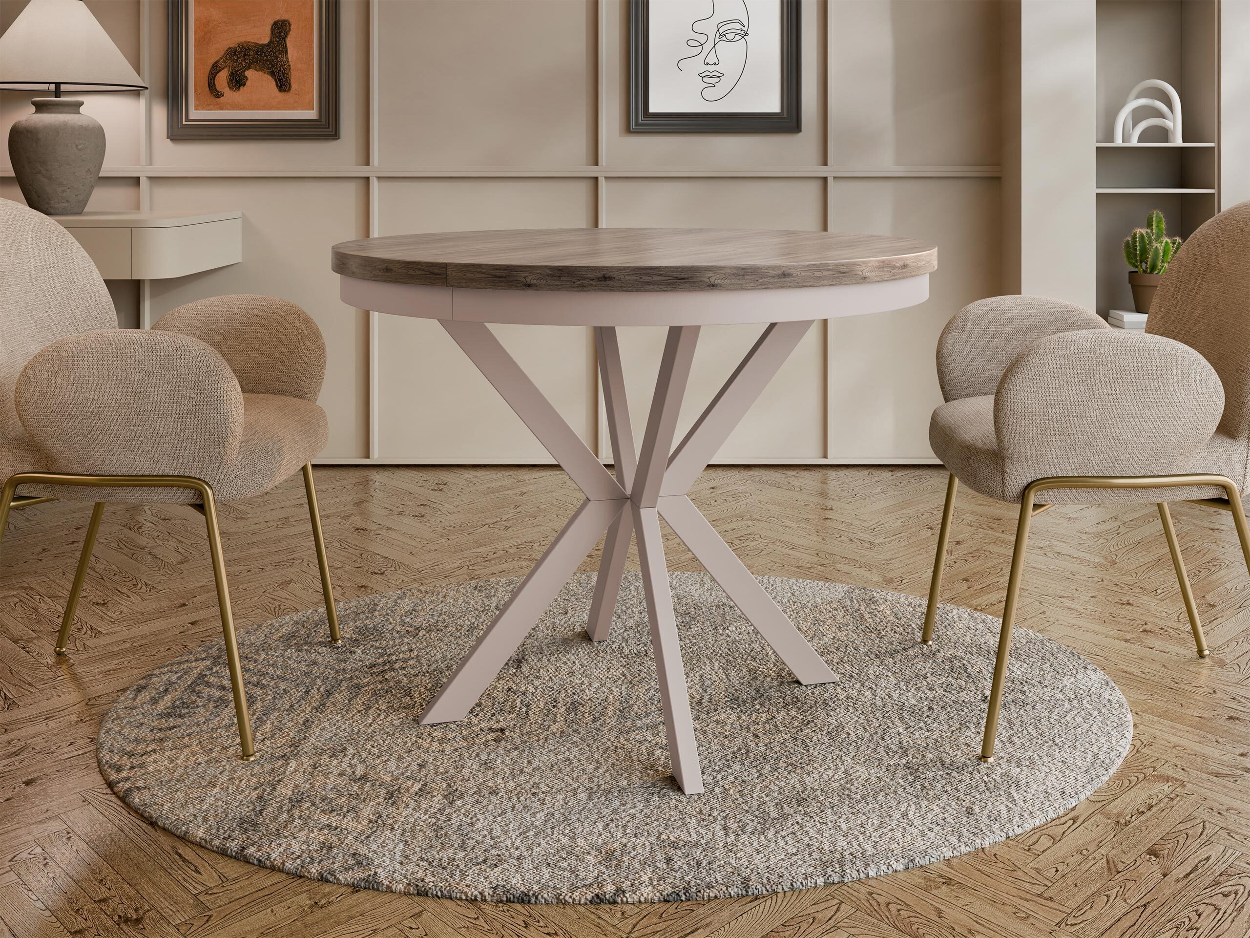Table Oswego 156 (Light wood + Cashmere)