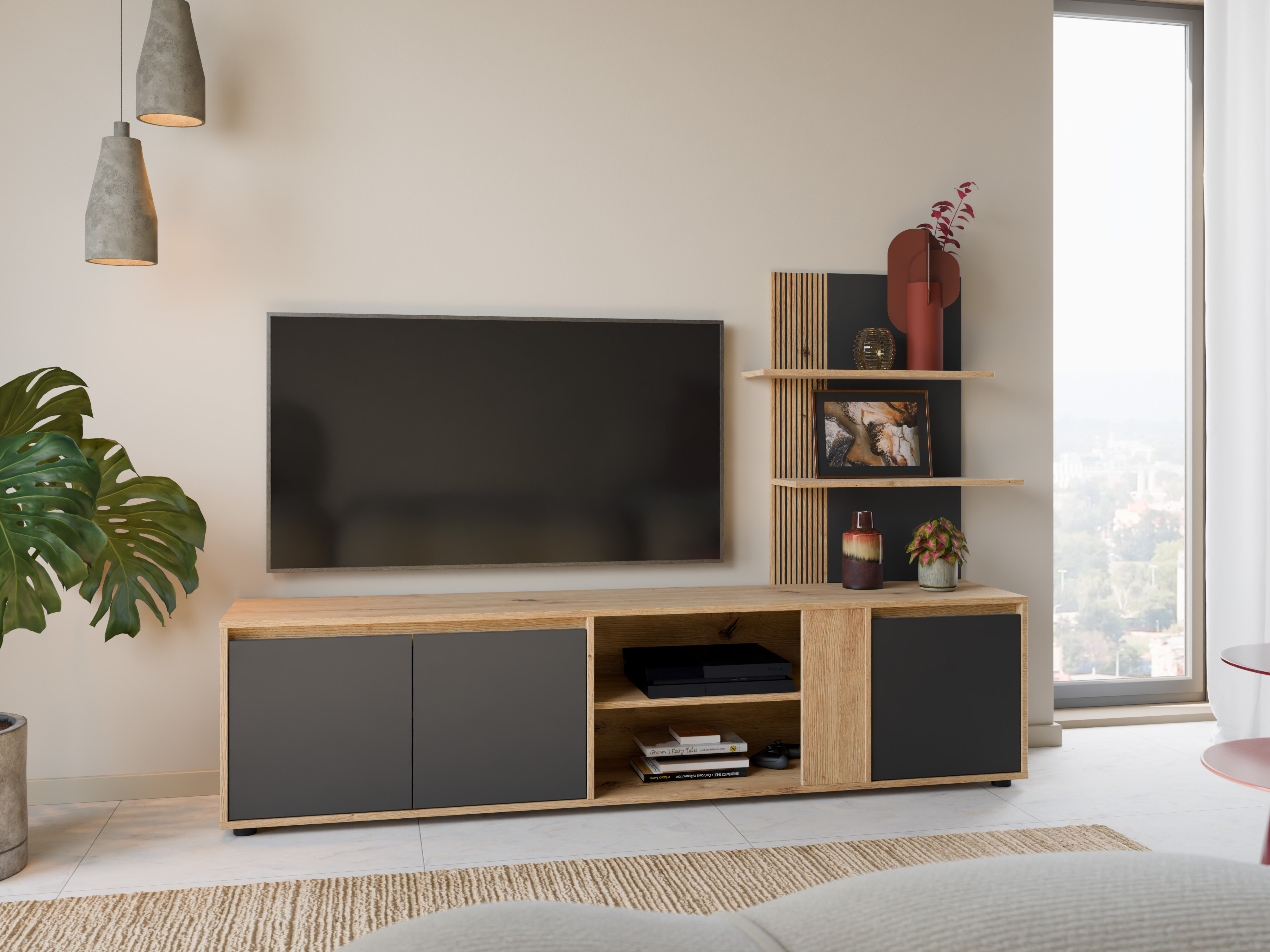 TV stand Torcavi 101 (Anthracite + Artisan oak)