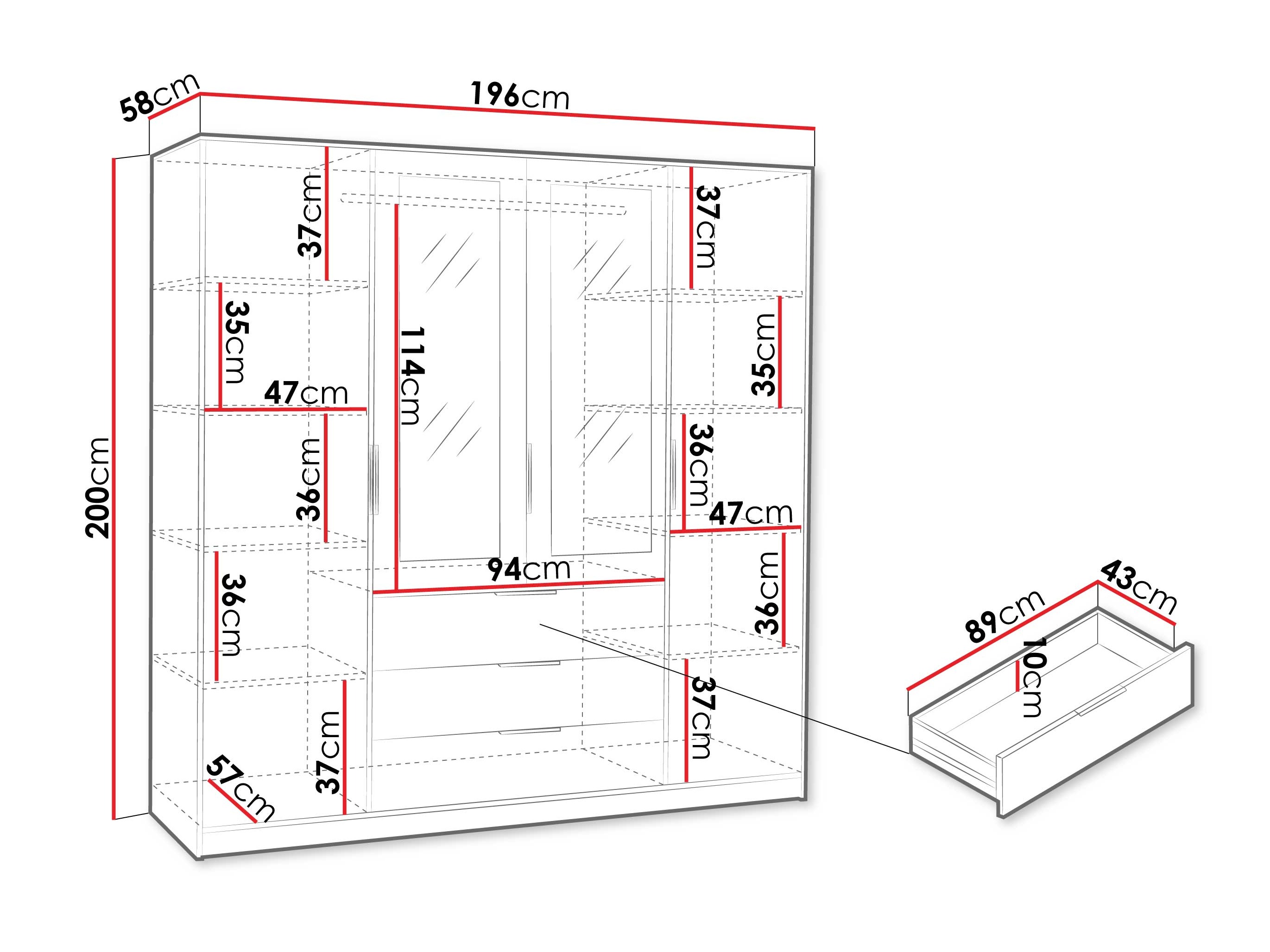 Wardrobe Ophdome 115 (Oak)