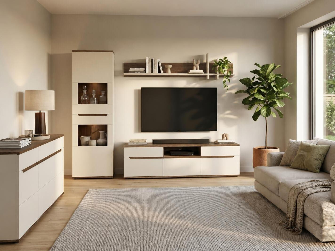 Bookcase Deldori 108 (Walnut + Cashmere)