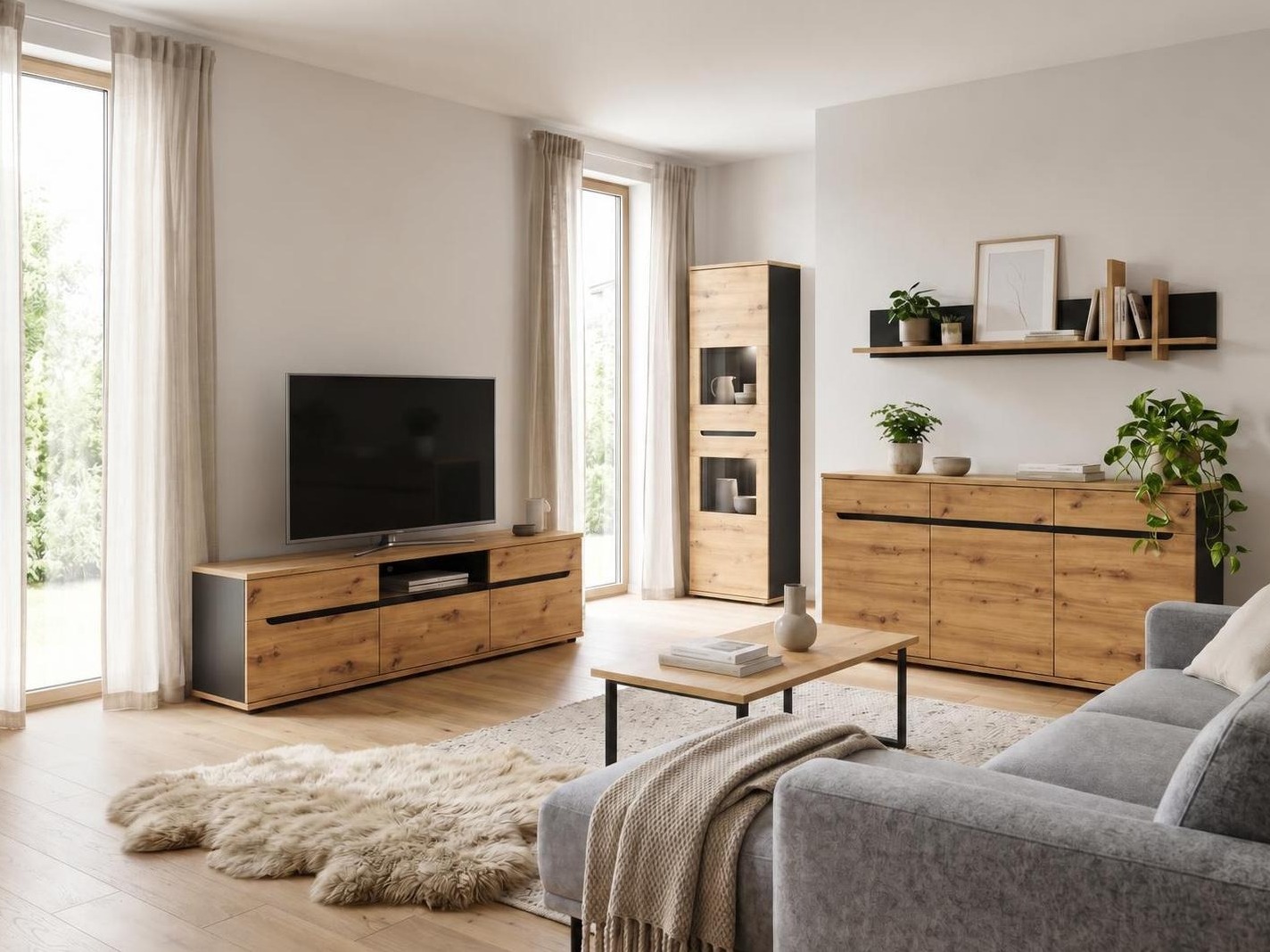 Chest of drawers Deldori 104 (Artisan oak + Anthracite)