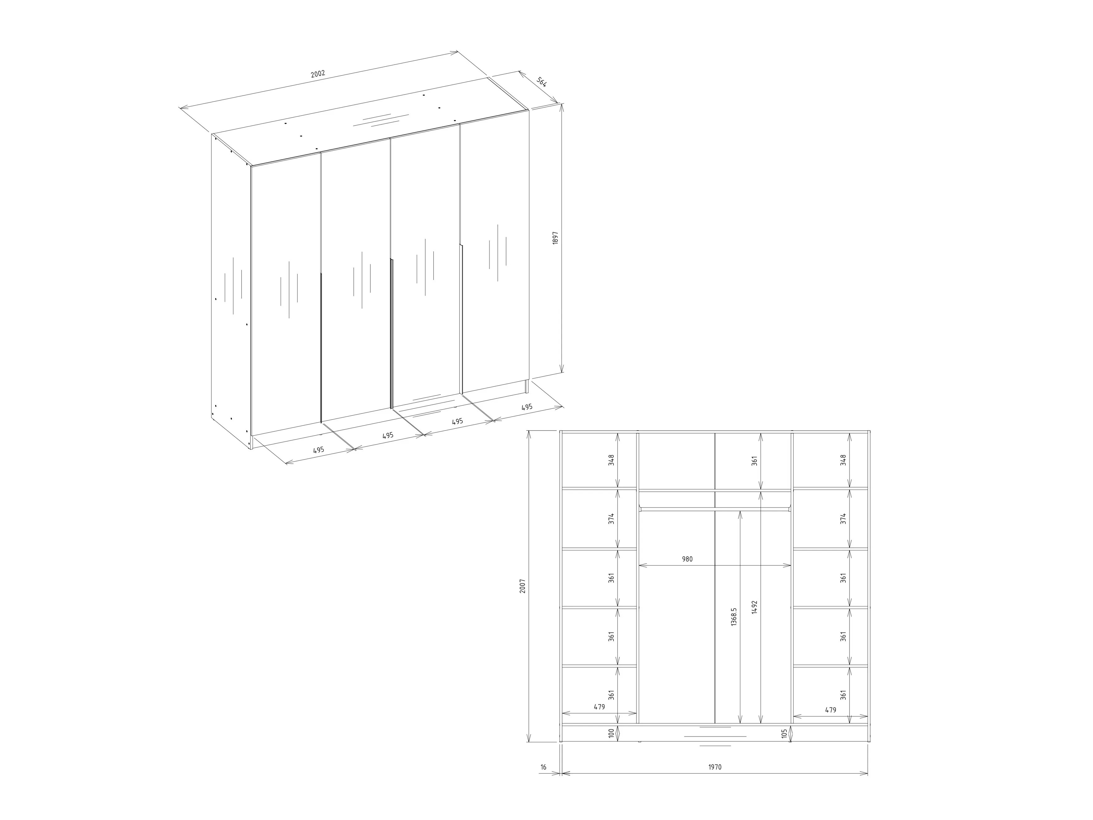 Wardrobe Mandeville 400 (White + Black)