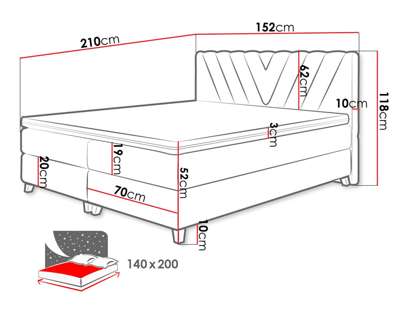 Continental bed ComfiDream Solra (Fresh 01)