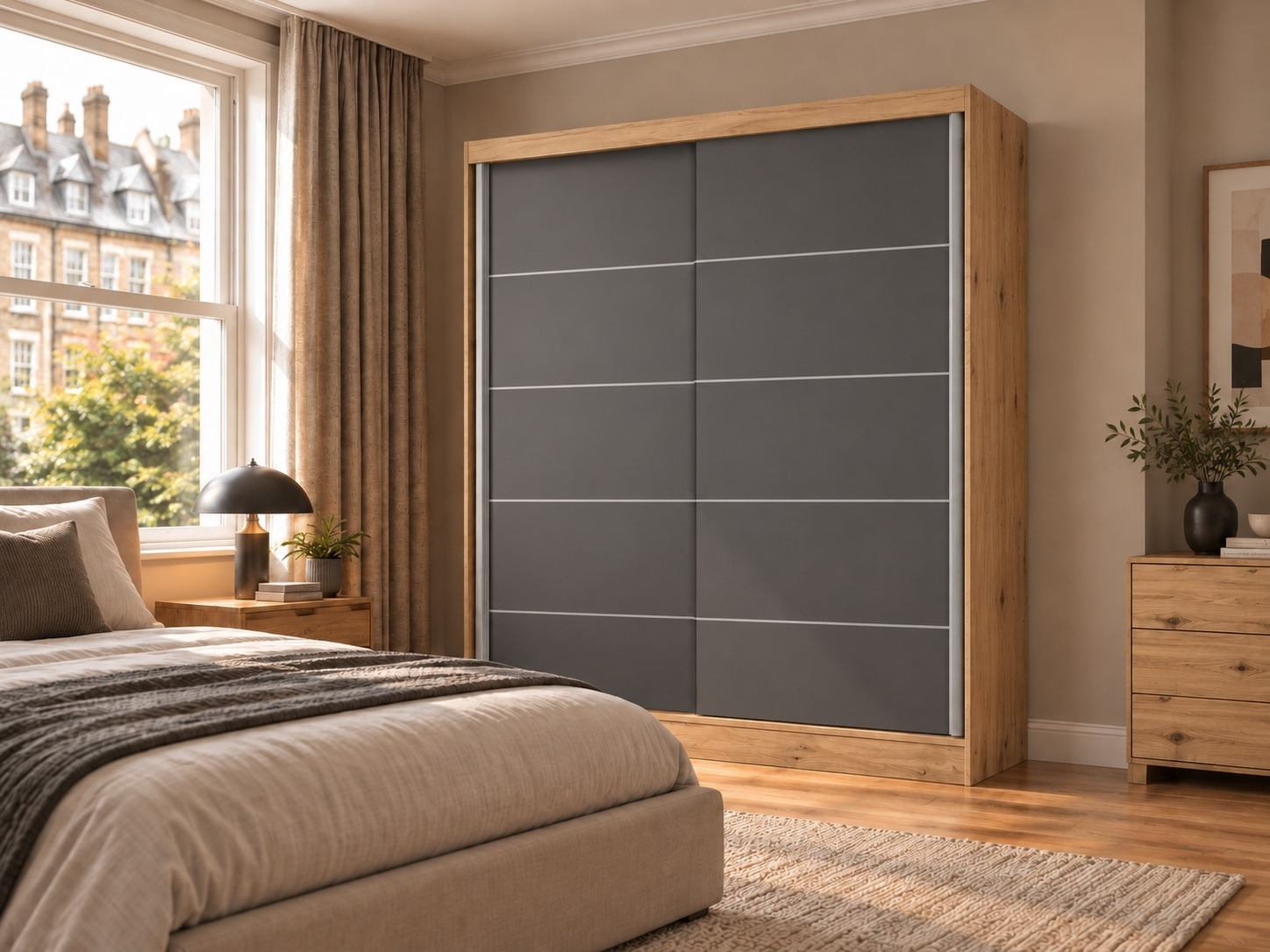 Wardrobe Mandeville 177 (Artisan oak + Anthracite)