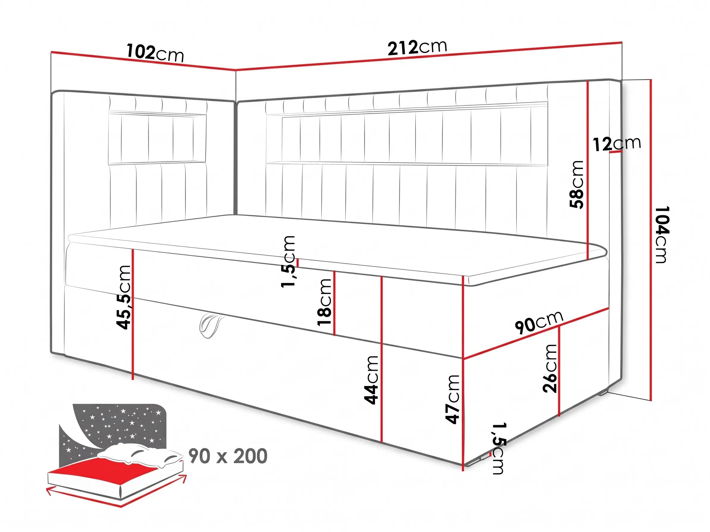 Continental bed Lucus VIII (Soft 017 + Fresh 11)