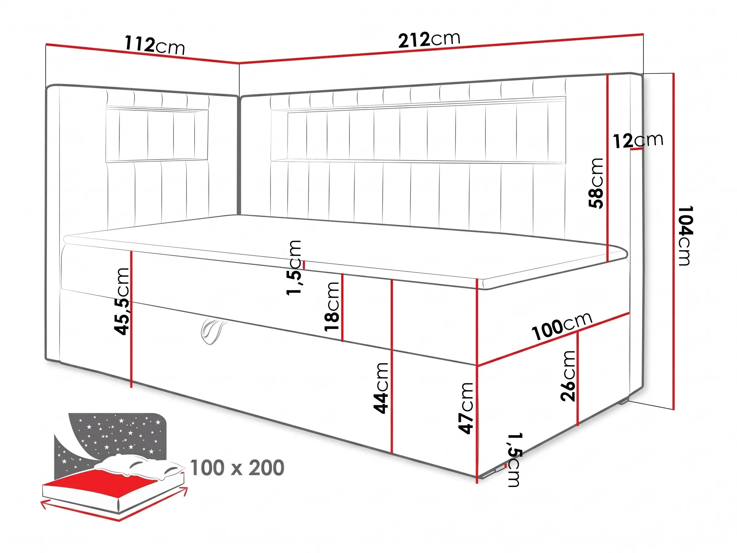 Continental bed Lucus VIII (Soft 017 + Fresh 11)