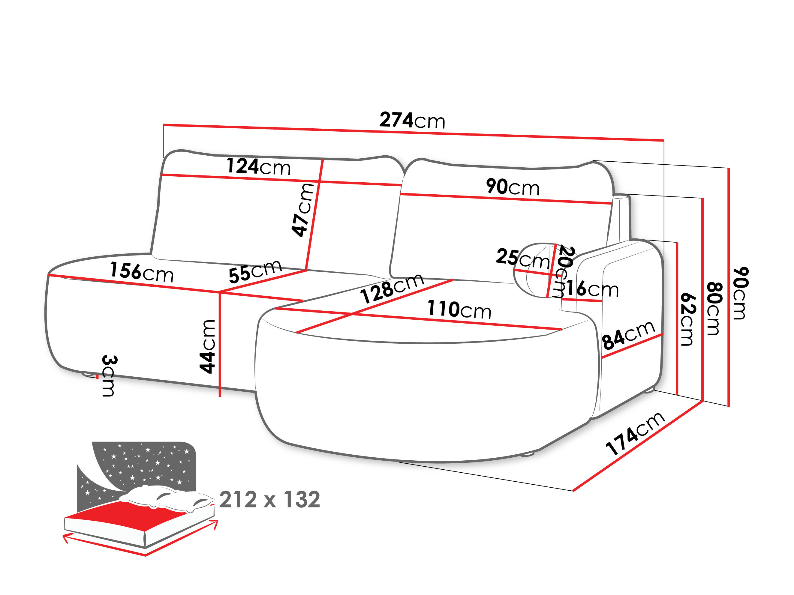 Corner sofa Comfivo Popis I (Baloo 2074)