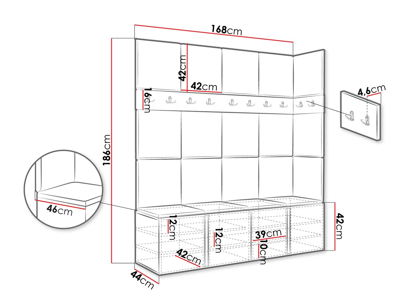Hallway set Pinis II (Faux leather Soft 017)