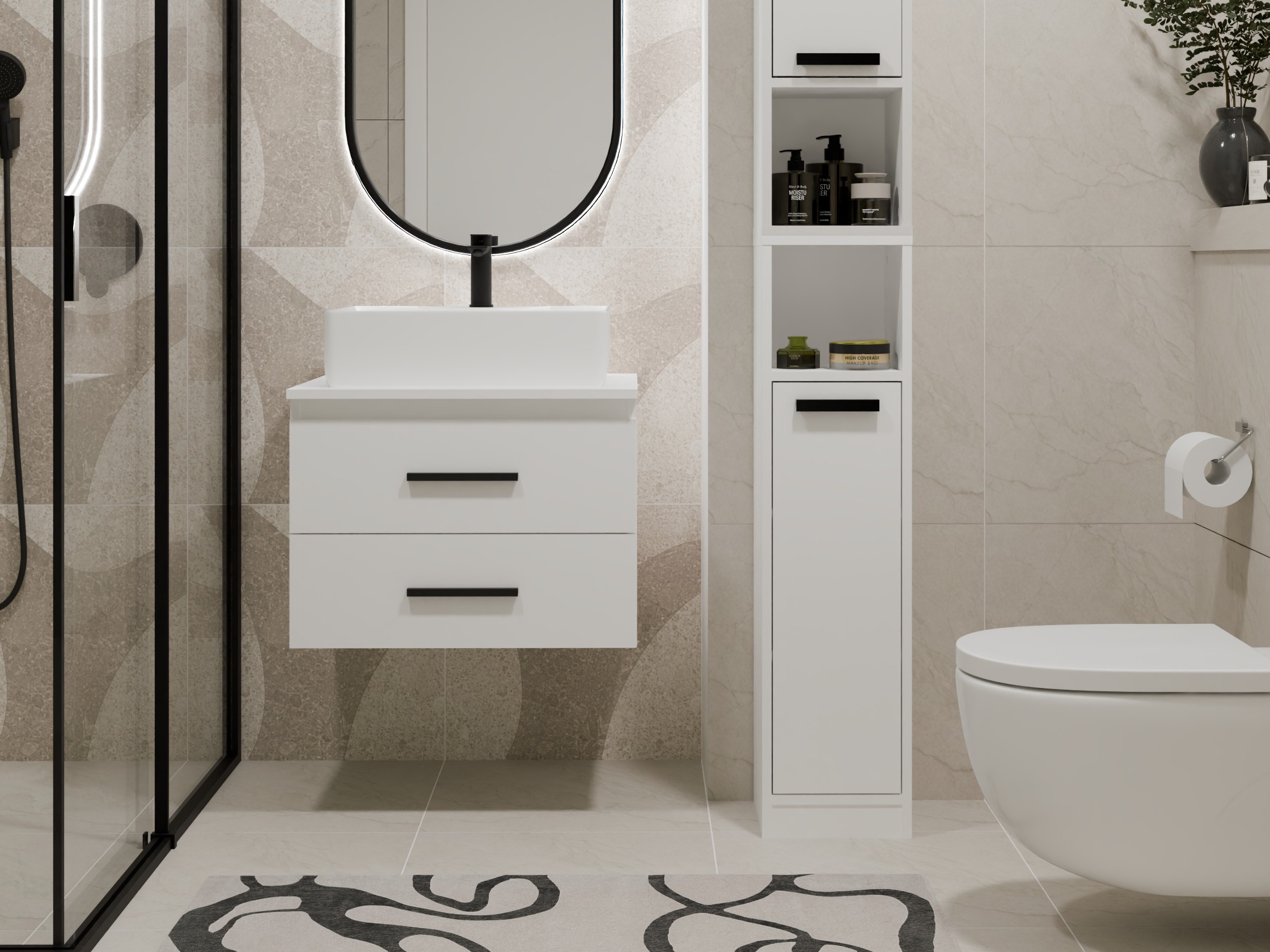 Wall-mounted bathroom cabinet for washbasin Nolmaru 112 (White)