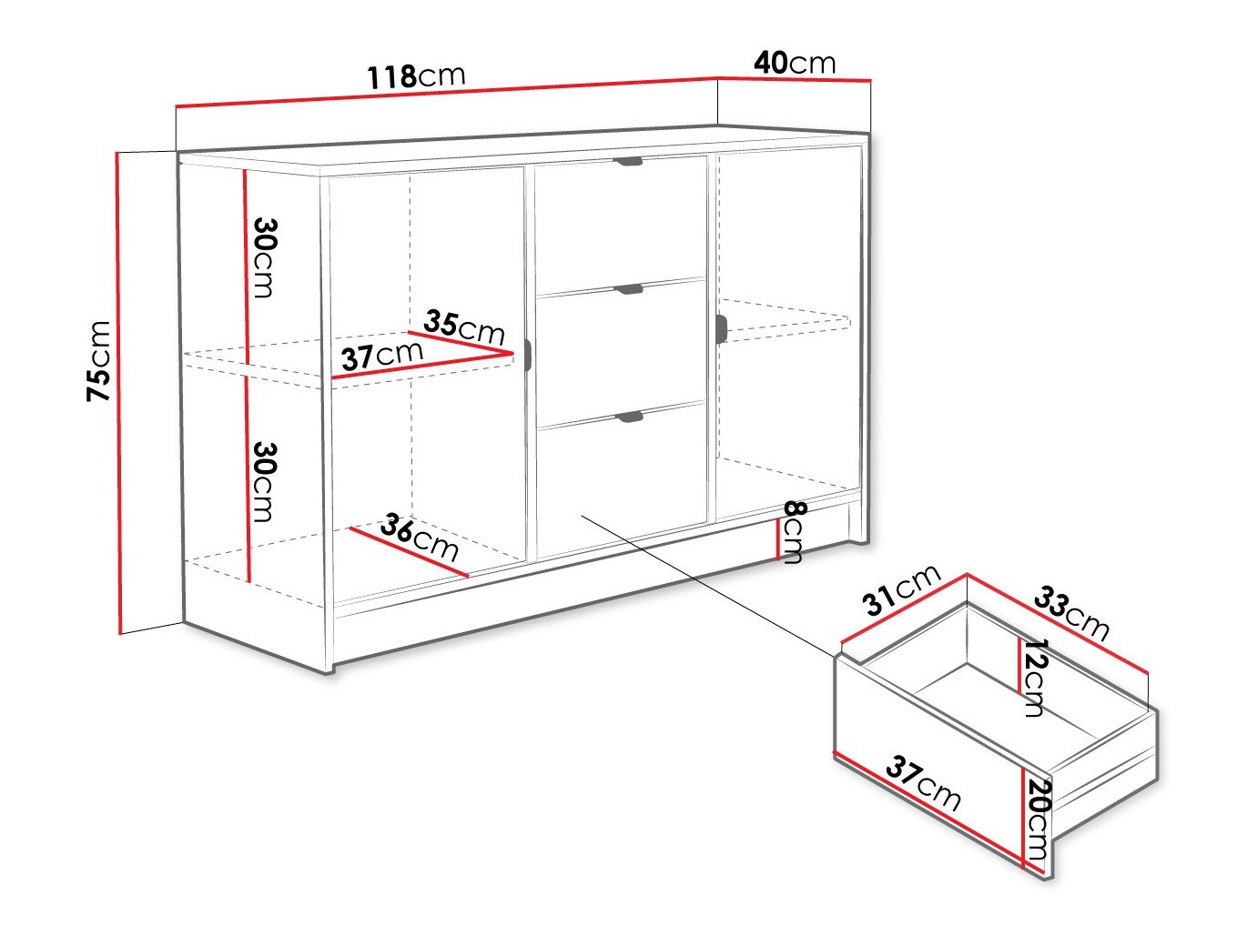 Chest of drawers Comfivo Papilio (White)