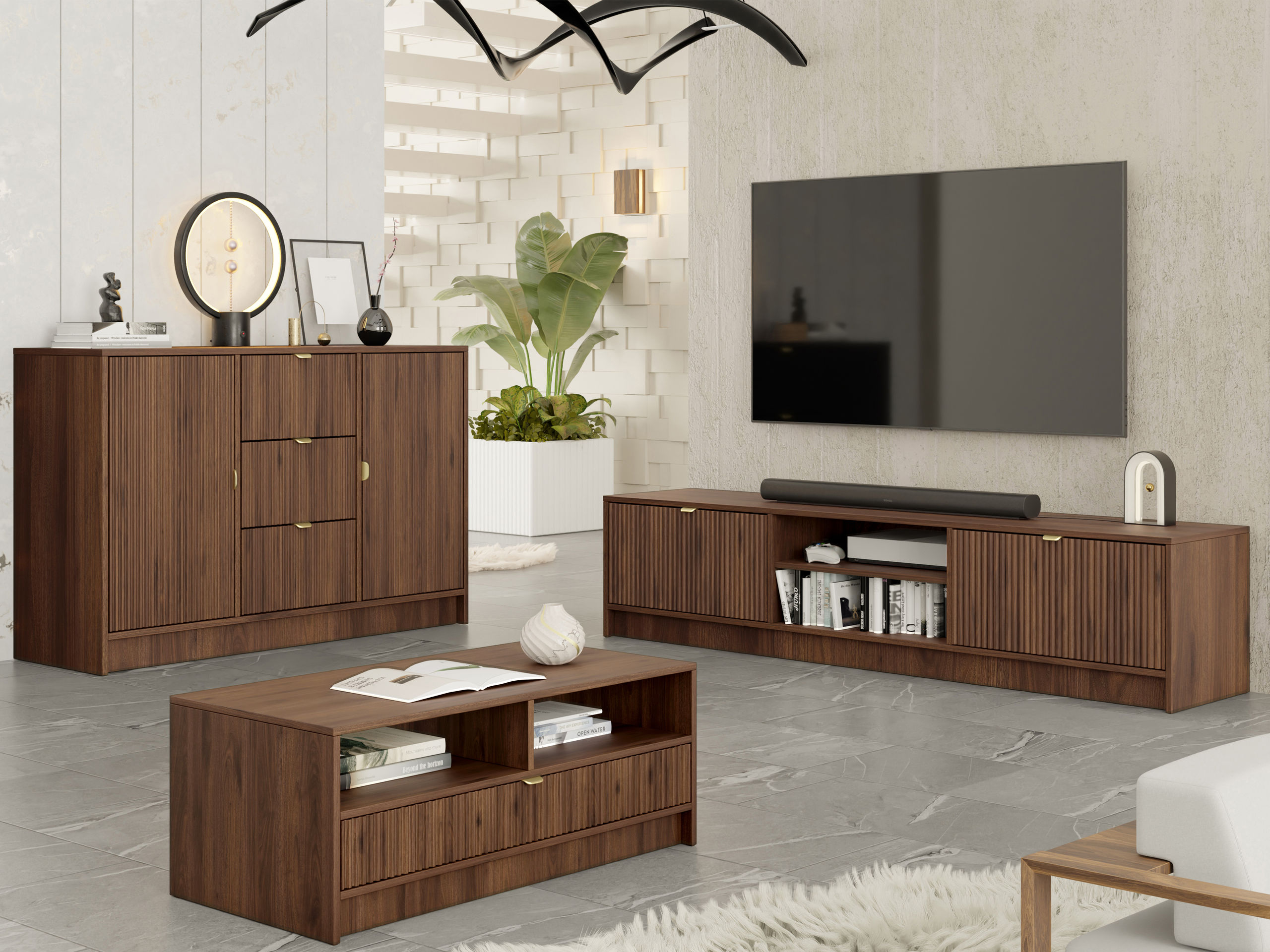 Living room set Comfivo Papilio I (Walnut)