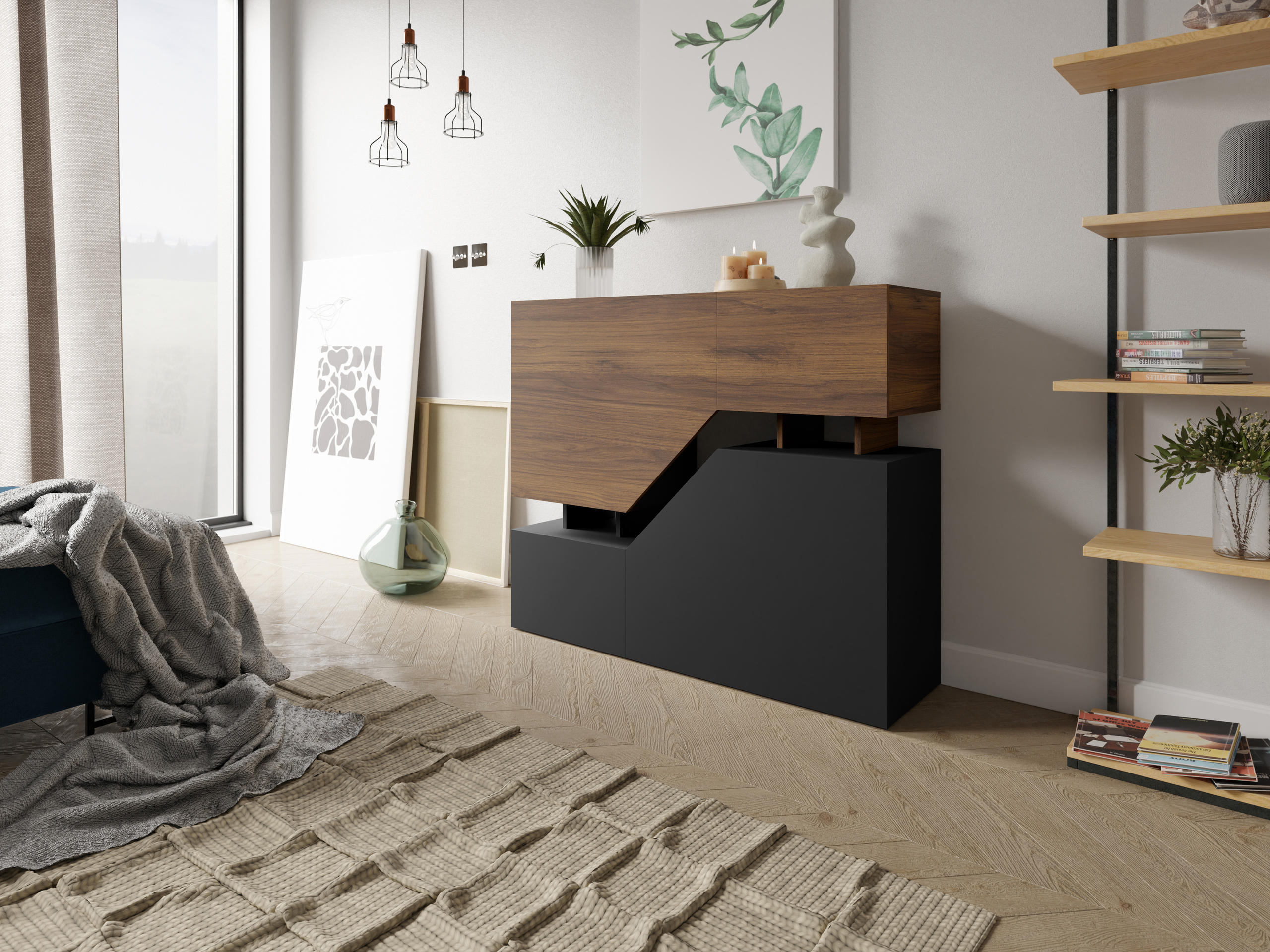 Sideboard Comfivo Daldune (Walnut + Black)