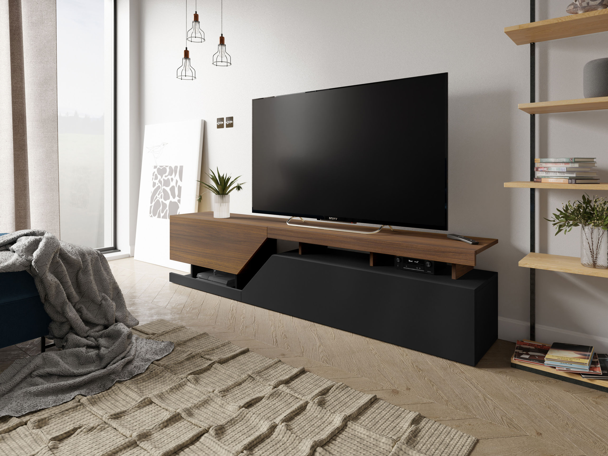 TV stand Comfivo Daldune I (Walnut + Black)