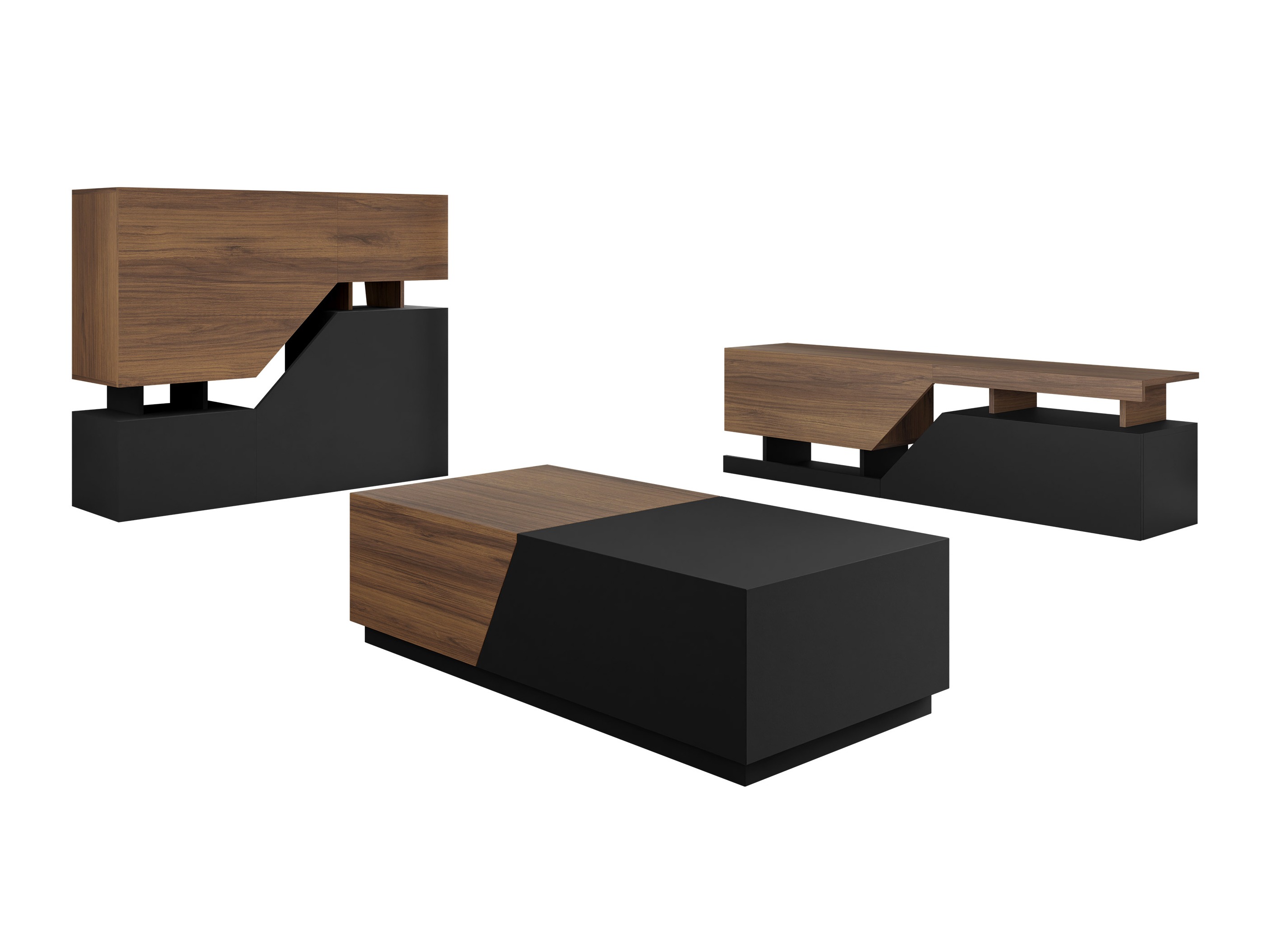 Living room set Comfivo Daldune I (Walnut + Black)