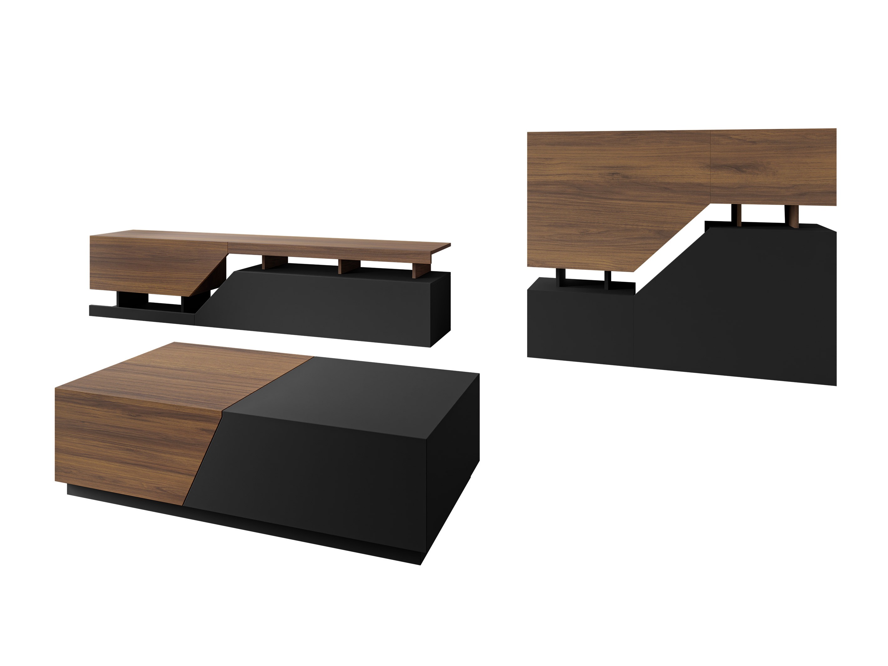 Living room set Comfivo Daldune II (Walnut + Black)