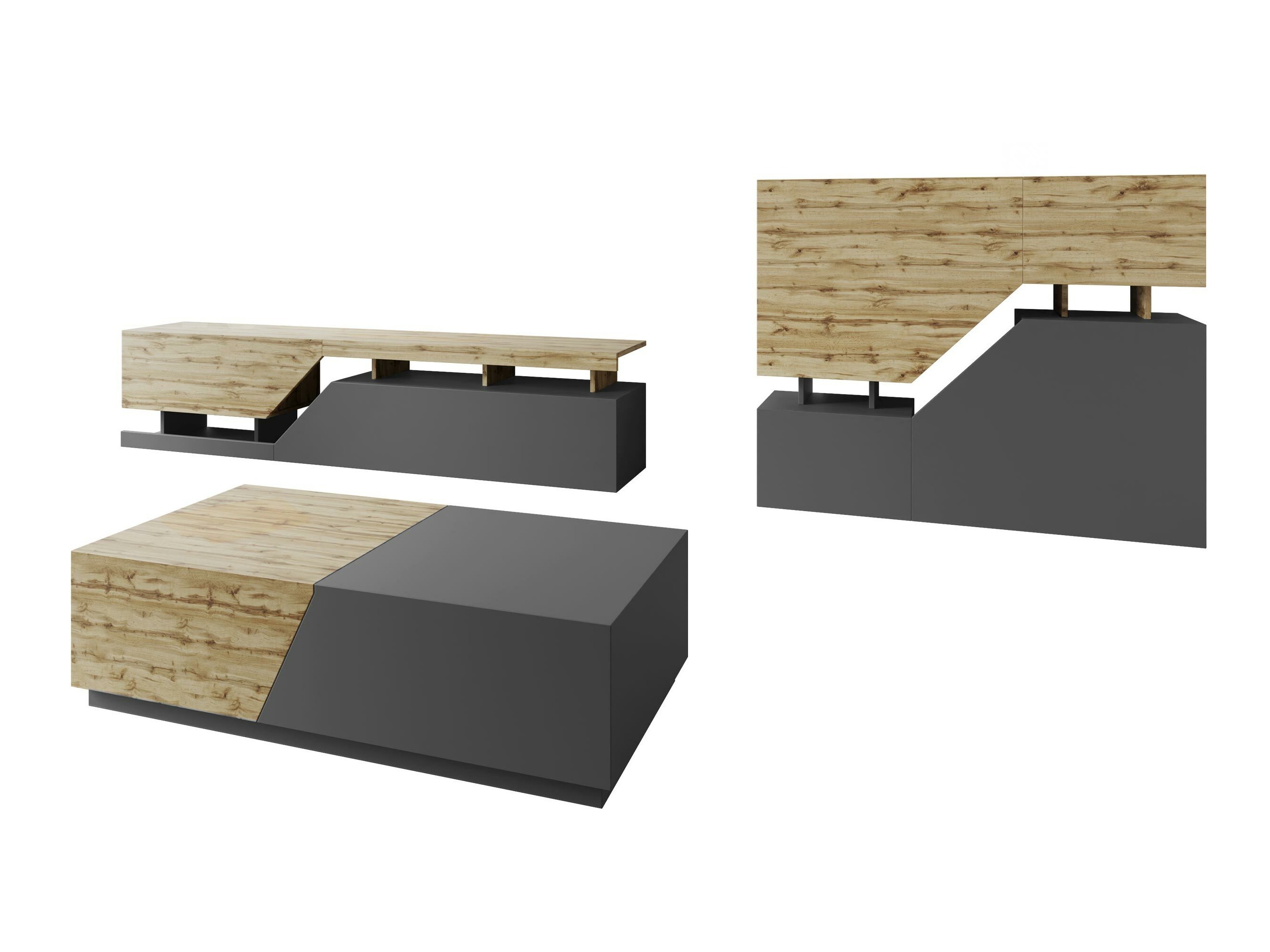 Living room set Comfivo Daldune II (Wotan Oak + Anthracite)