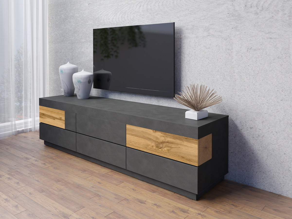 TV stand Livlore 102 (Matera grey + Wotan Oak)
