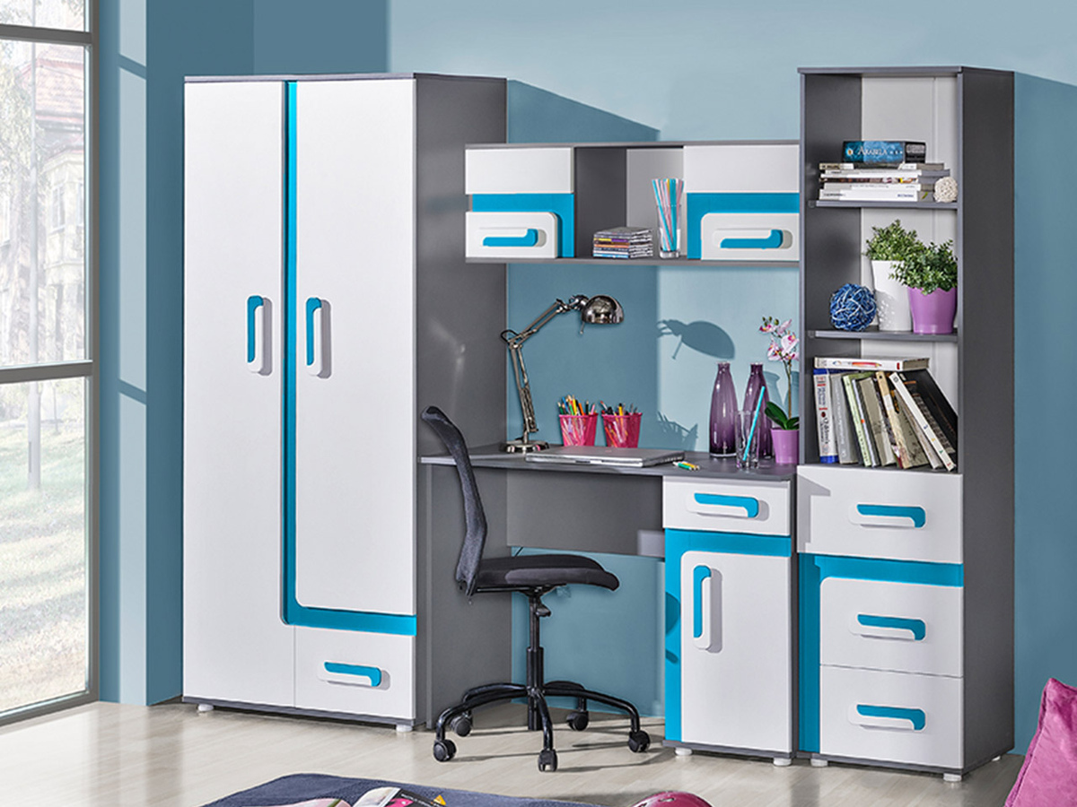 Children's room set Levtala 120 (Anthracite + White + Turquoise)