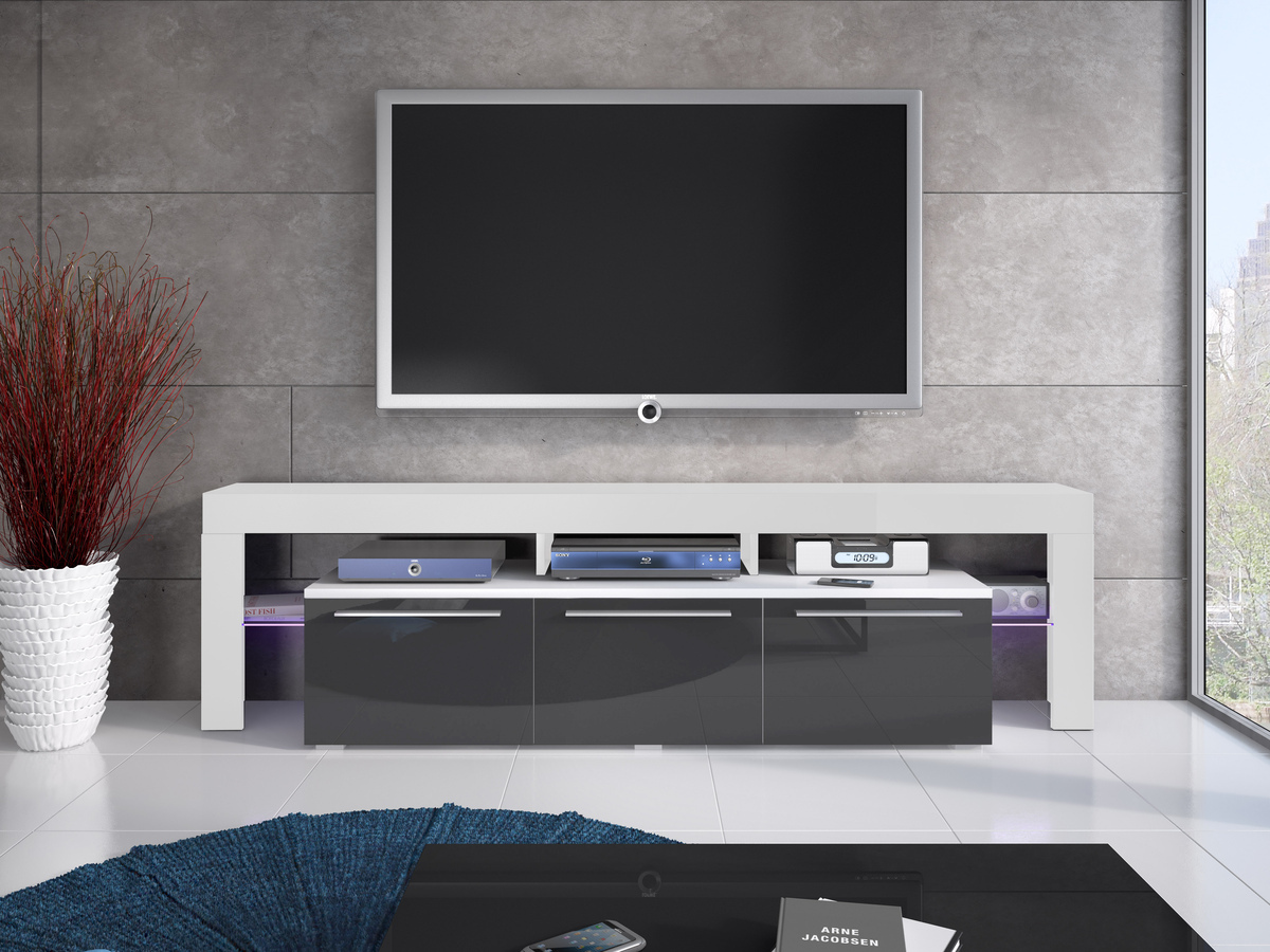 TV stand Arbor (White + Gloss grey)