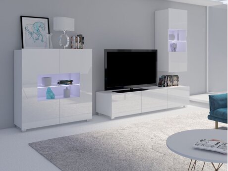 Living room set Tivdalu 111 (White + Glossy white)