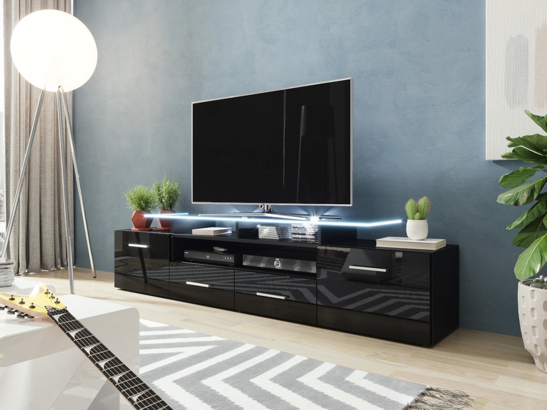 TV stand Charlotte 117 (Black + Glossy black)