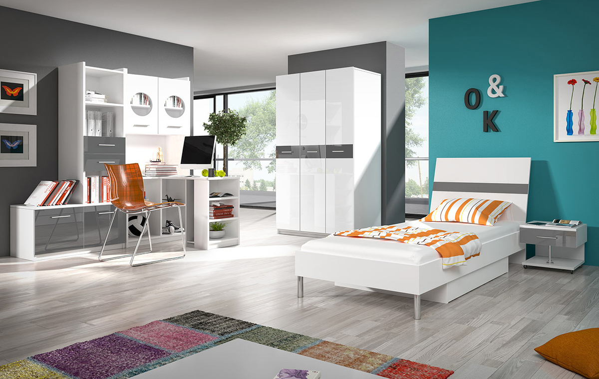 Bookcase Campus (White + Gloss grey)