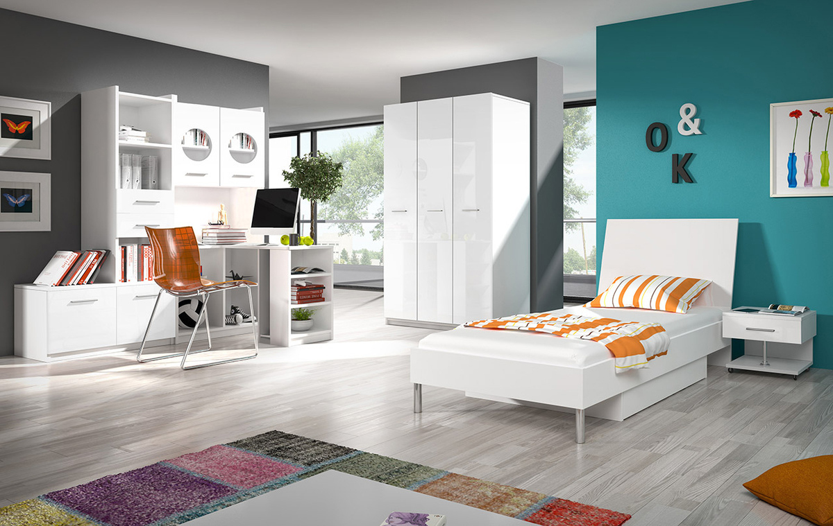 Bookcase Campus (White + Glossy white)