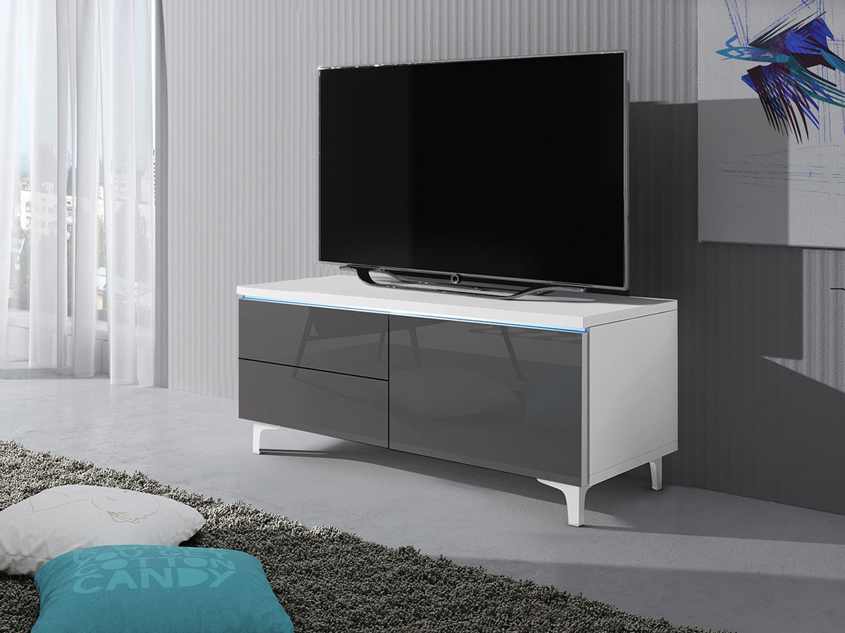 TV stand Uva IV (White + Gloss grey)