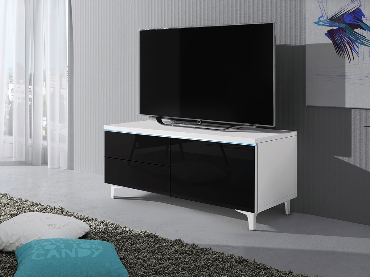 TV stand Uva IV (White + Glossy black)