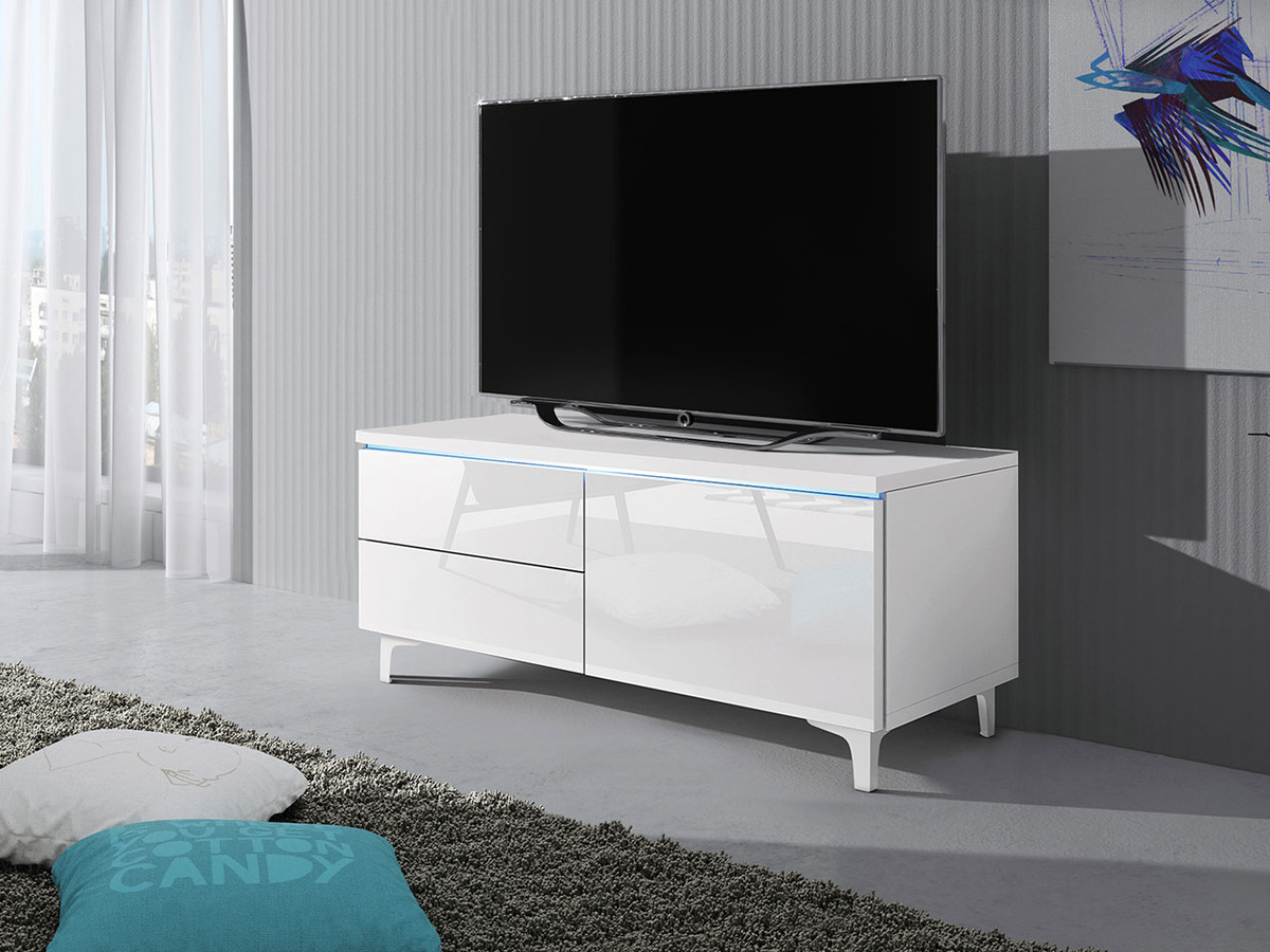 TV stand Uva IV (White + Glossy white)